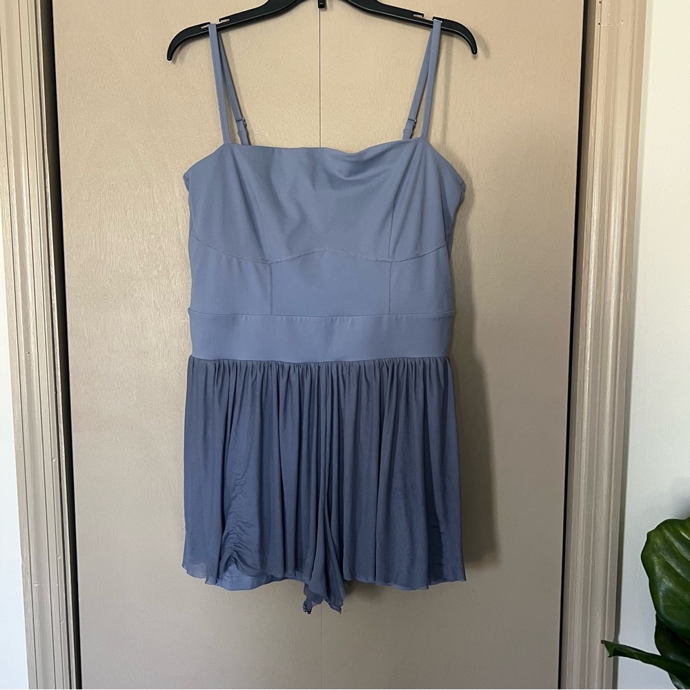 1X Slate Blue Blogilates Women's Athletic Romper with Shorts, Athleisure